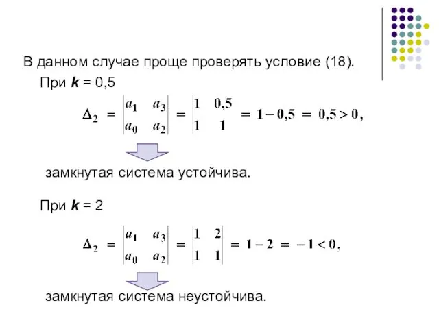 В данном случае проще проверять условие (18). При k =