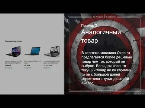 Пример 3 Аналогичный товар В карточке магазина Ozon.ru предлагается более