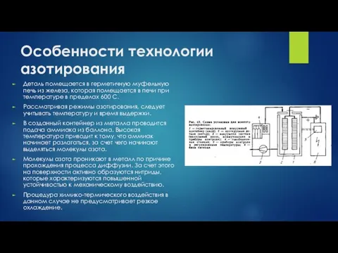 Особенности технологии азотирования Деталь помещается в герметичную муфельную печь из