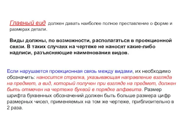 Главный вид должен давать наиболее полное преставление о форме и