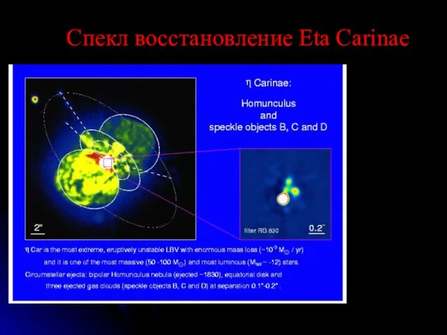 Спекл восстановление Eta Carinae 2.2 м ESO