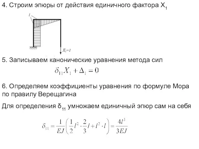 4. Строим эпюры от действия единичного фактора Х1 5. Записываем