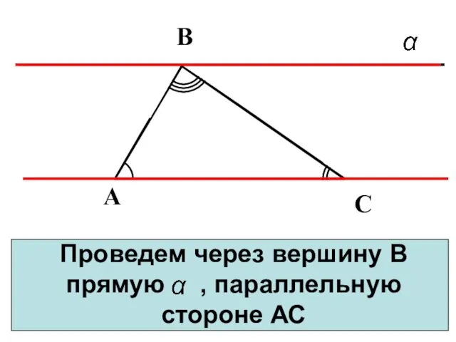 Проведем через вершину В прямую , параллельную стороне АС А С В С
