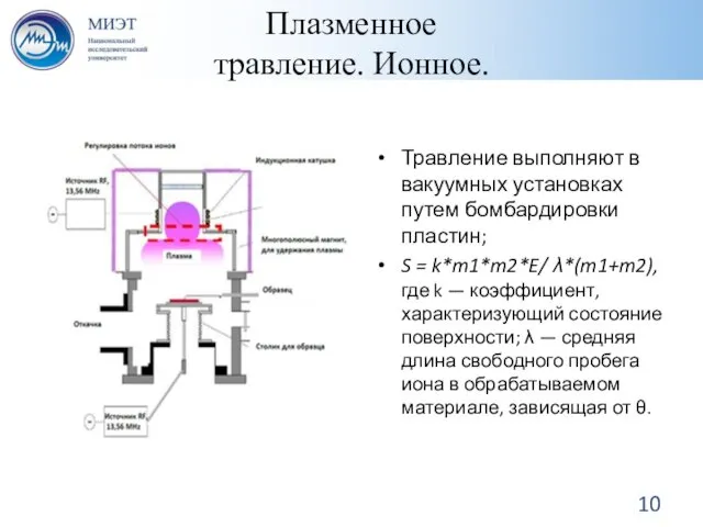 Плазменное травление. Ионное. Травление выполняют в вакуумных установках путем бомбардировки