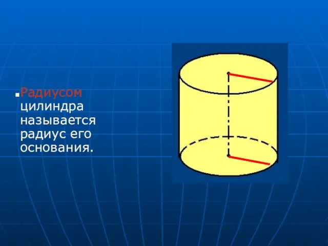 Радиусом цилиндра называется радиус его основания.