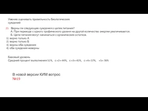 Умение оценивать правильность биологических суждений 25 Верны ли следующие суждения