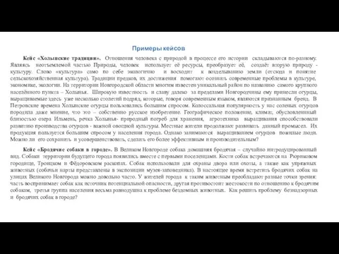 Примеры кейсов Кейс «Холынские традиции». Отношения человека с природой в