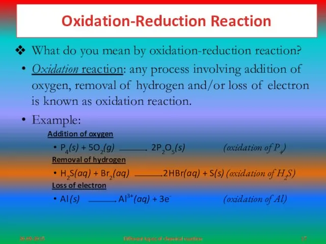 Oxidation-Reduction Reaction What do you mean by oxidation-reduction reaction? Oxidation