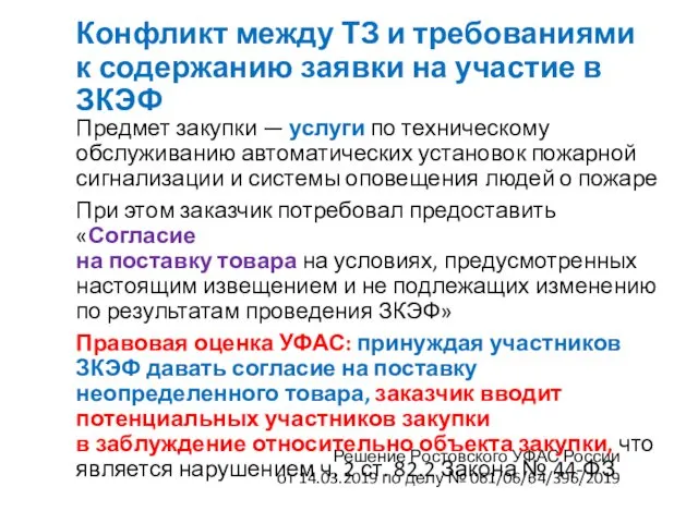 Конфликт между ТЗ и требованиями к содержанию заявки на участие