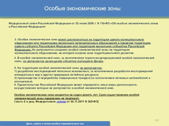 Цели, задачи и типы особых экономических зон Особые экономические зоны