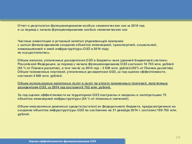 Оценка эффективности функционирования ОЭЗ Отчет о результатах функционирования особых экономических