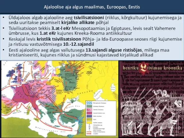 Ajaloolise aja algus maailmas, Euroopas, Eestis Üldajaloos algab ajalooline aeg