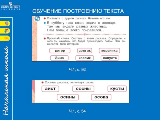 Ч.1, с. 92 ОБУЧЕНИЕ ПОСТРОЕНИЮ ТЕКСТА Ч.1, с. 54