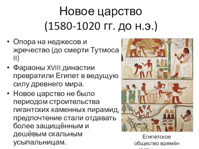 Новое царство (1580-1020 гг. до н.э.) Опора на неджесов и жречество (до смерти
