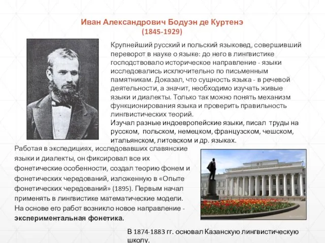 Иван Александрович Бодуэн де Куртенэ (1845-1929) Крупнейший русский и польский