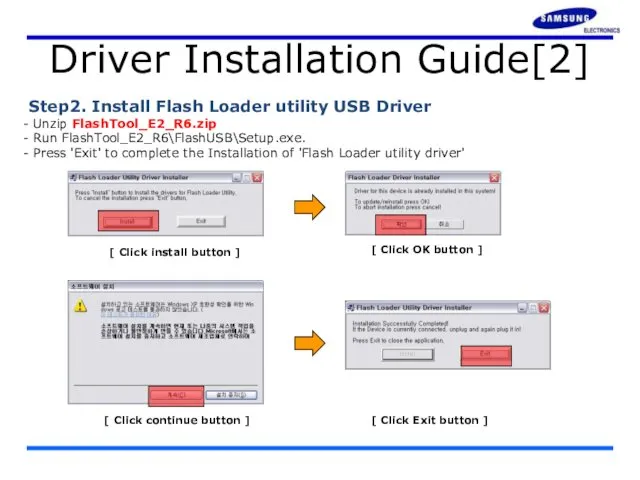 Driver Installation Guide[2] Step2. Install Flash Loader utility USB Driver