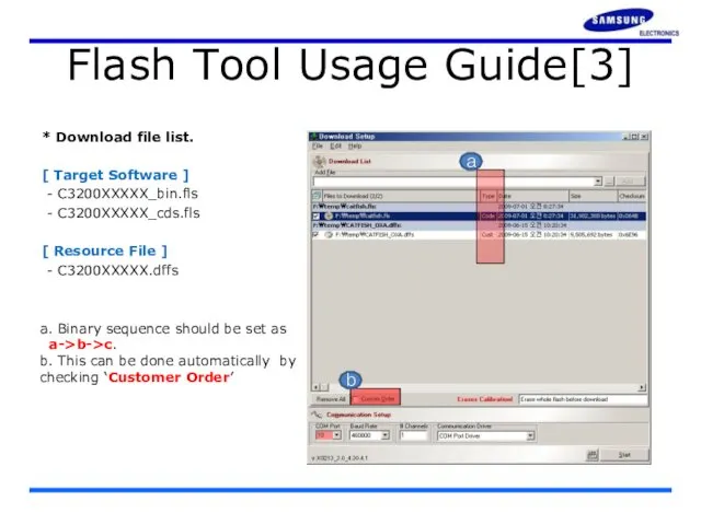 Flash Tool Usage Guide[3] * Download file list. [ Target