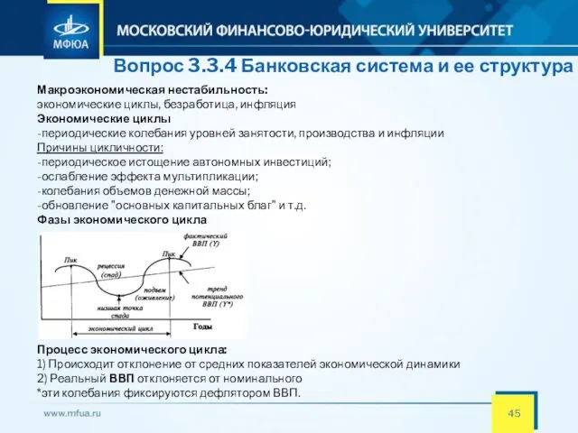 Вопрос 3.3.4 Банковская система и ее структура Макроэкономическая нестабильность: экономические