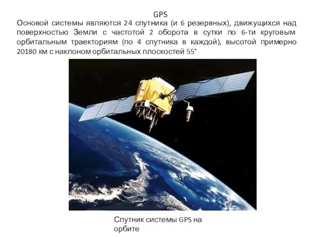 GPS Спутник системы GPS на орбите Основой системы являются 24