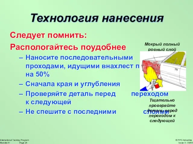 Следует помнить: Распологайтесь поудобнее Наносите последовательными проходами, идущими внахлест примерно