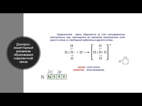 Донорно-акцепторный механизм образования ковалентной связи
