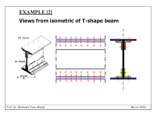EXAMPLE [2] Views from isometric of T-shape beam
