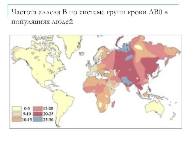 Частота аллеля В по системе групп крови АВ0 в популяциях людей