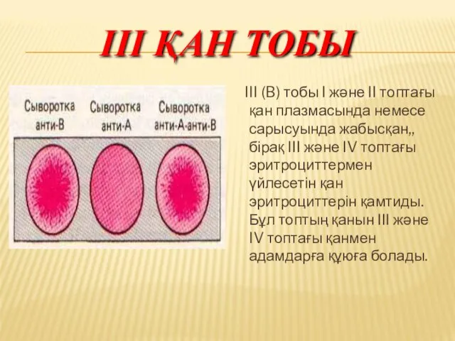 III ҚАН ТОБЫ III (B) тобы I және II топтағы