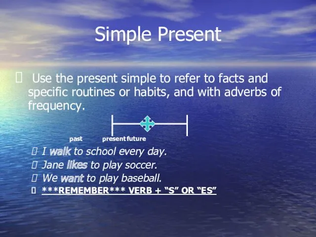 Simple Present Use the present simple to refer to facts