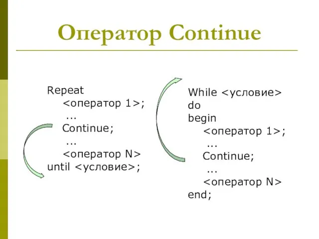 Оператор Continue