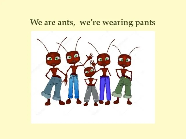 We are ants, we’re wearing pants