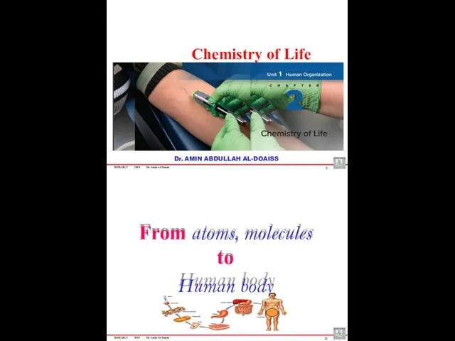 BIOLOGY 2019 Dr. Amin Al-Doaiss Chemistry of Life 9 Dr.
