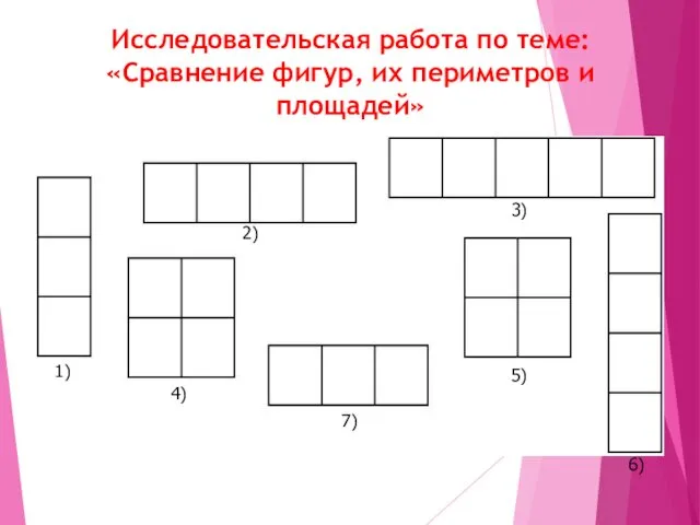 Исследовательская работа по теме: «Сравнение фигур, их периметров и площадей»