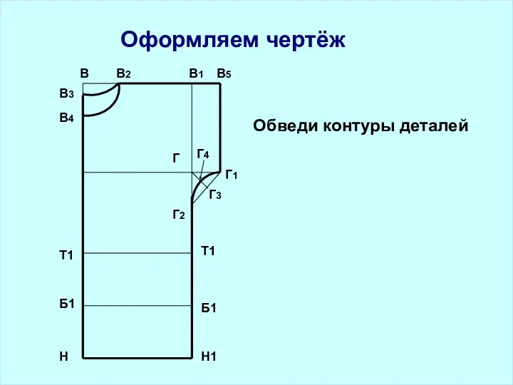 Оформляем чертёж В В2 В1 В5 В4 В3 Г Г1 Г2 Г4 Г3