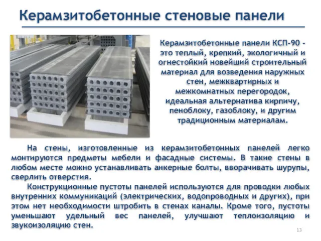 Керамзитобетонные стеновые панели Керамзитобетонные панели КСП-90 - это теплый, крепкий,