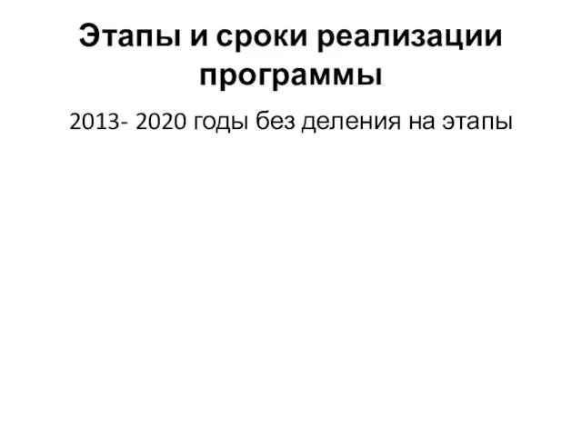 Этапы и сроки реализации программы 2013- 2020 годы без деления на этапы