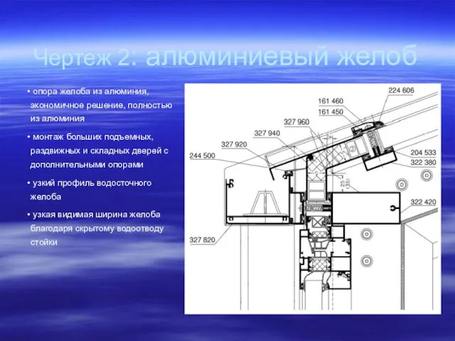 Чертеж 2: алюминиевый желоб опора желоба из алюминия, экономичное решение,