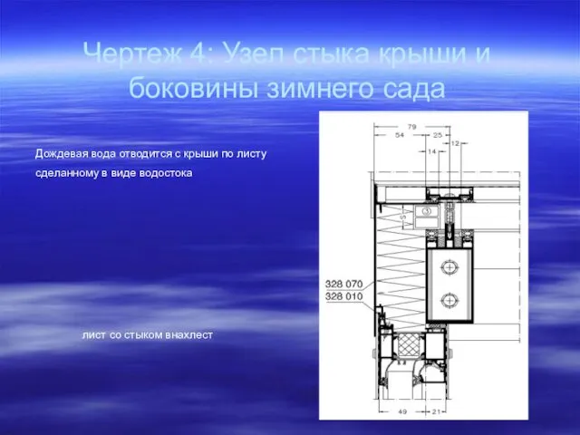 Чертеж 4: Узел стыка крыши и боковины зимнего сада лист