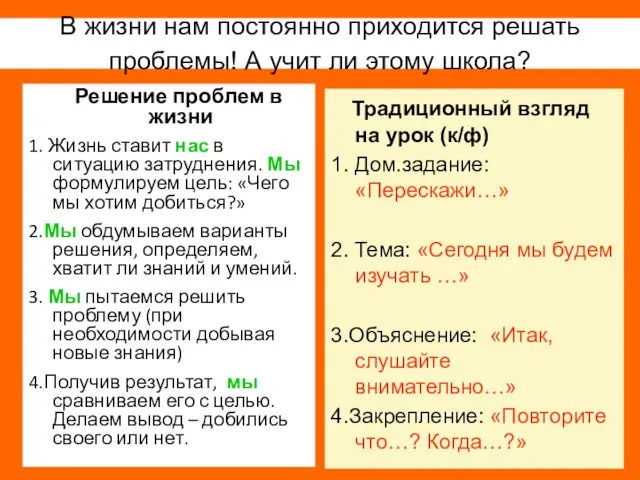 В жизни нам постоянно приходится решать проблемы! А учит ли