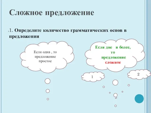 Если одна , то предложение простое Сложное предложение 1. Определите