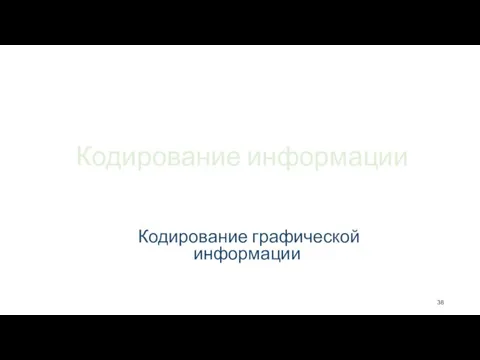 Кодирование информации Кодирование графической информации