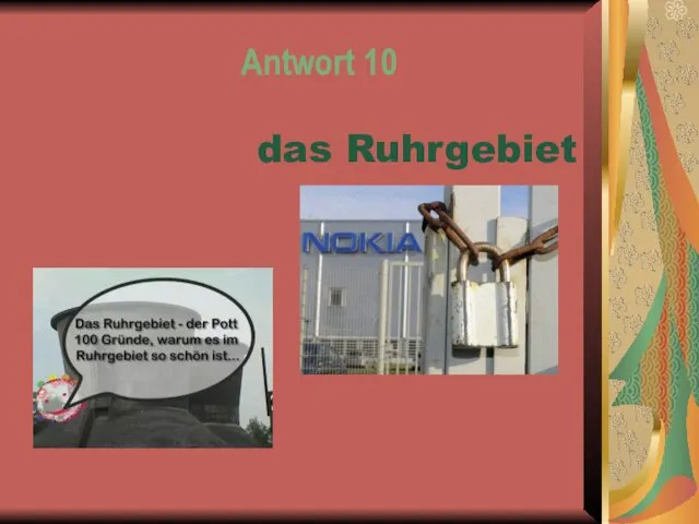 Antwort 10 das Ruhrgebiet