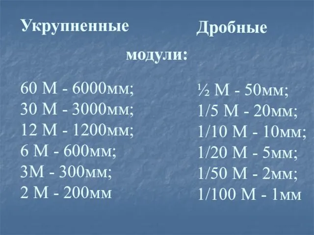 Укрупненные 60 М - 6000мм; 30 М - 3000мм; 12