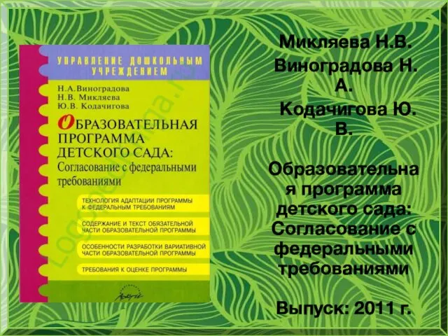 Микляева Н.В. Виноградова Н.А. Кодачигова Ю.В. Образовательная программа детского сада: