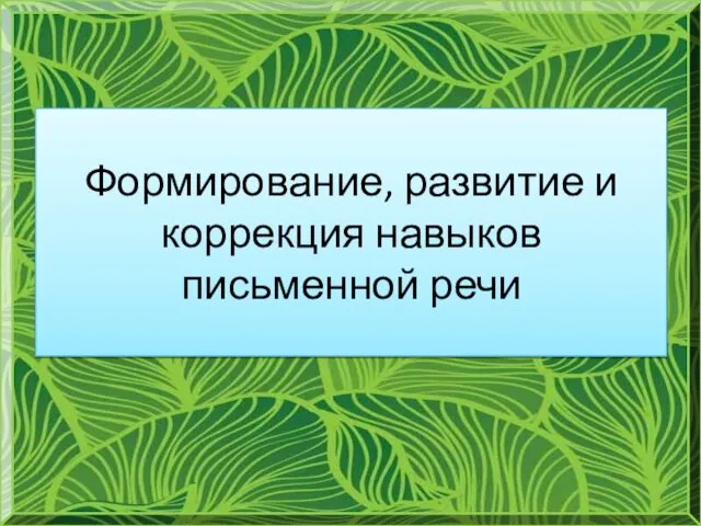 Формирование, развитие и коррекция навыков письменной речи