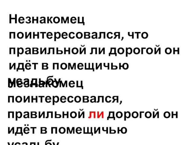 Незнакомец поинтересовался, что правильной ли дорогой он идёт в помещичью