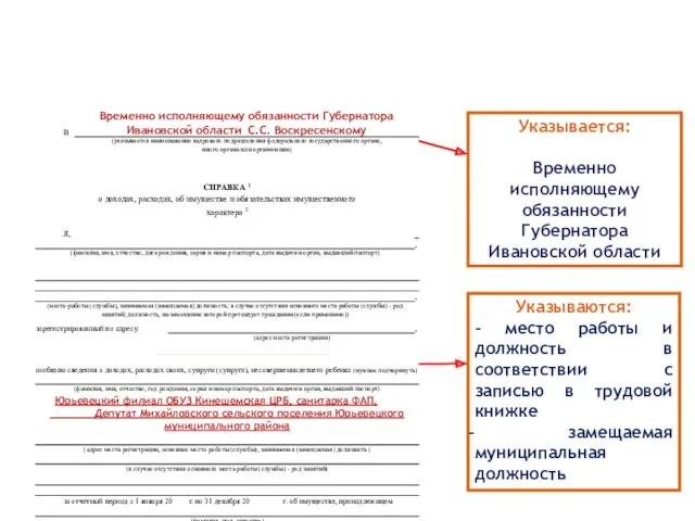 > Типичные ошибки Указывается: Временно исполняющему обязанности Губернатора Ивановской области