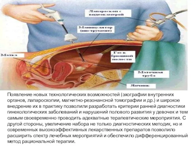 Появление новых технологических возможностей (эхографии внутренних органов, лапароскопии, магнитно-резонансной томографии