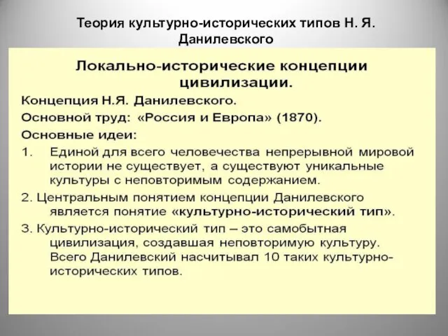 Теория культурно-исторических типов Н. Я. Данилевского