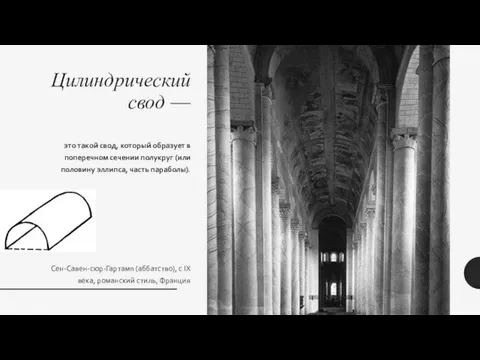 Цилиндрический свод — это такой свод, который образует в поперечном